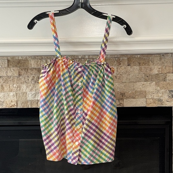 J. Crew Button Front Gingham Rainbow Tank Top Style G5024 Women Sz 00 - Picture 2 of 4